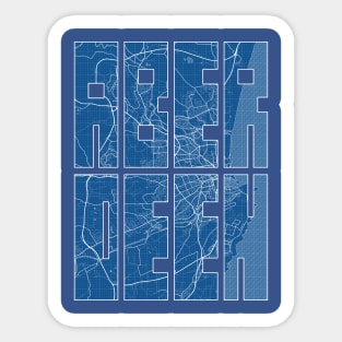 Aberdeen, Scotland City Map Typography - Blueprint Sticker